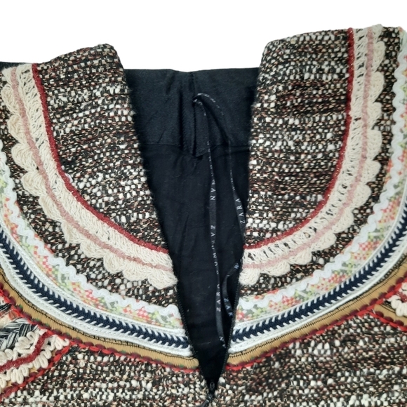 Zara Woman Tweed Embroidered Bohemian Mini Skirt Size Small Women's - Picture 6 of 14